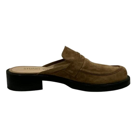 Stuart Weitzman Palmer Bold Loafer Mule Camel Suede Slip-On 8.5 Made in Spain - Picture 2 of 10